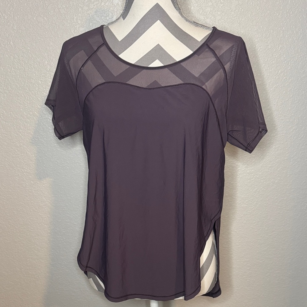 Lululemon Athletica Sheer Purple Short Sleeve Top